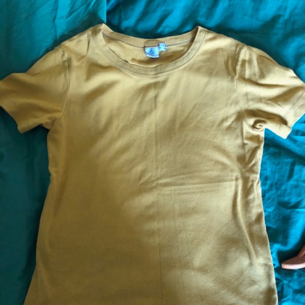Petit Bateau mustard short-sleeved tee - large (20 ans)